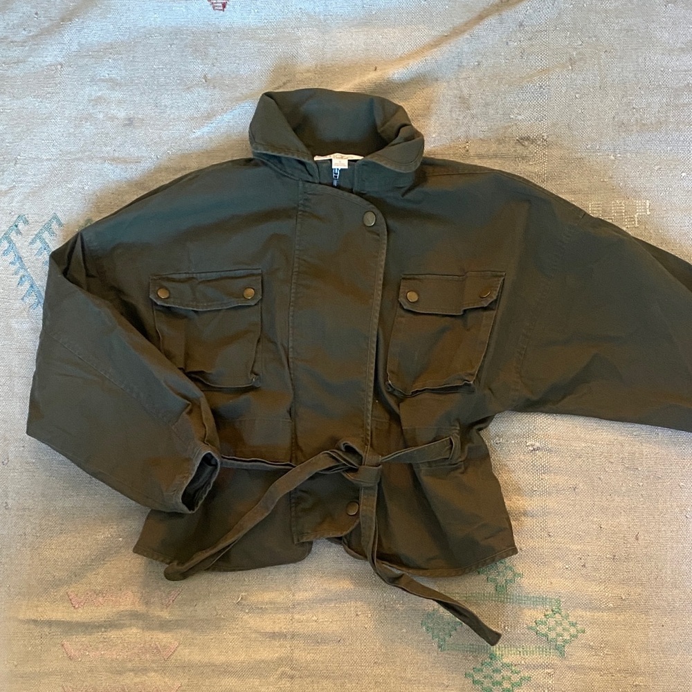 Anthropologie mare mare Dark Green cotton stretch Utility Jacket sz small - Picture 4 of 13
